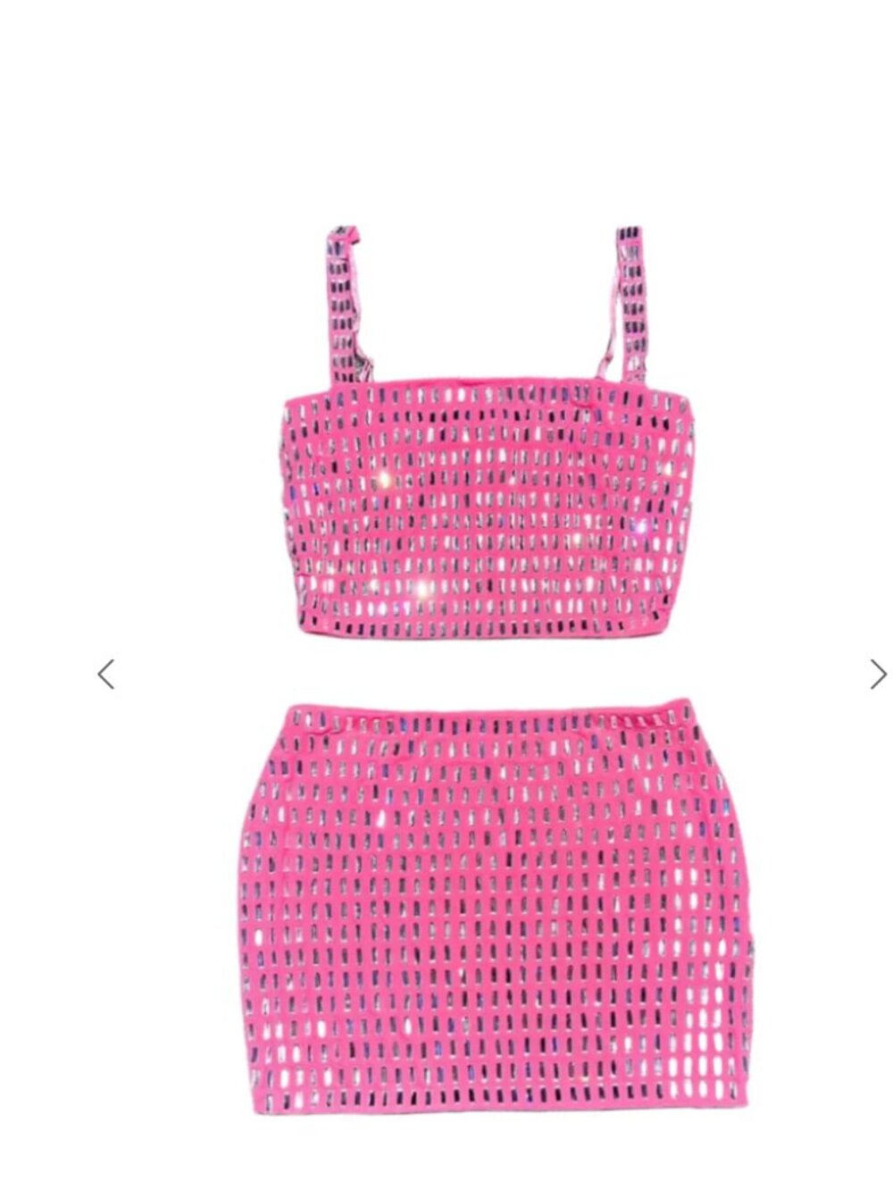 Jessica Bara Amera Crystal Top and Mini Skirt Two Piece Pink